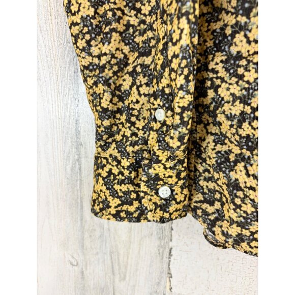 Ann Mashburn Shirt L Corduroy Liberty London Yellow Floral Button Down Popover - Picture 8 of 13